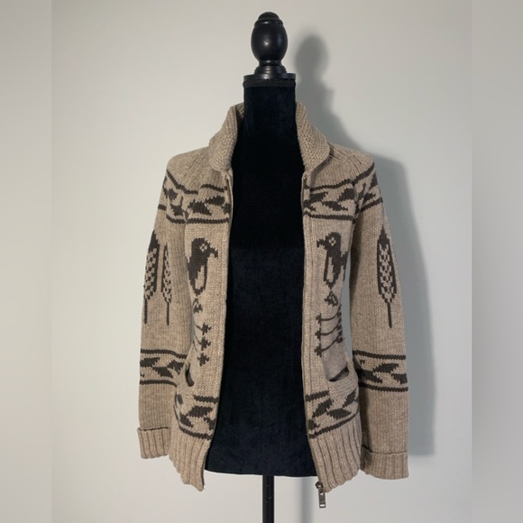 TNA 100% Lambswool Sea to Sky Cowichan Zip Up Sweater Women’s Small - Picture 6 of 10